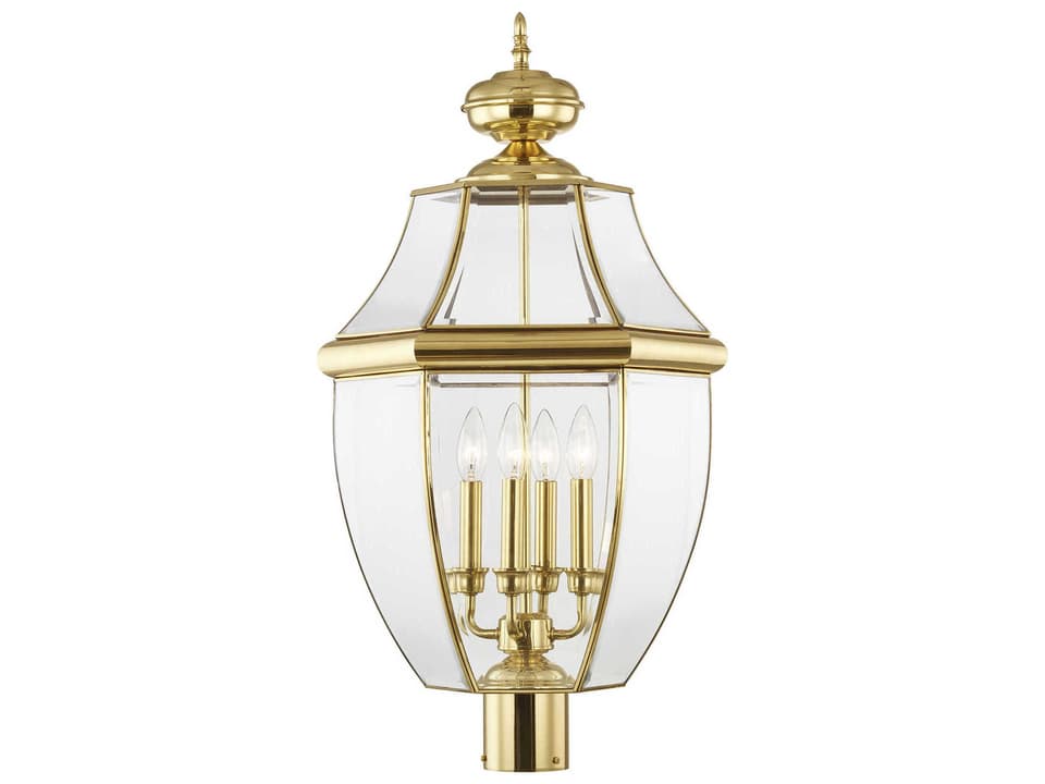 Monterey 4-Light Outdoor Post Lantern in Polished Brass
