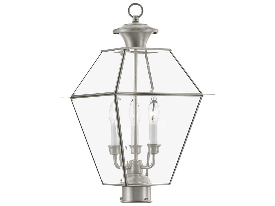 Westover 3-Light Outdoor Post Light in Brushed Nickel