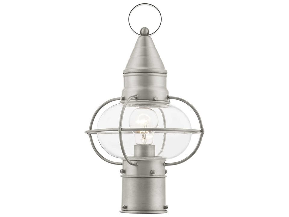 Newburyport 1-Light Outdoor Post Lantern in Brushed Nickel