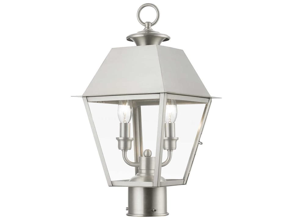 Wentworth 2-Light Outdoor Post Light in Brushed Nickel