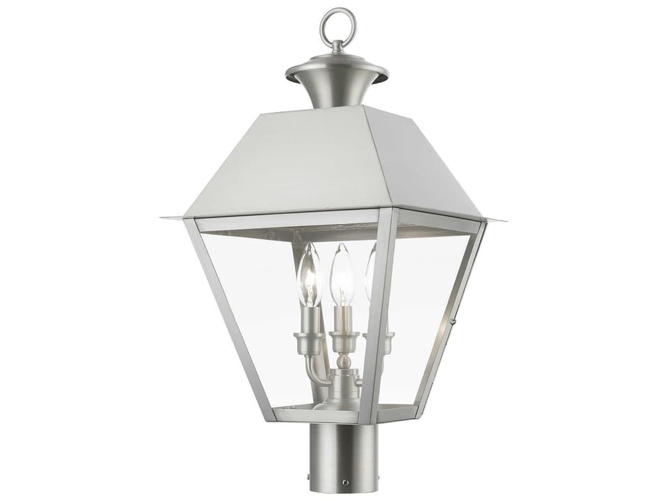 3-Light Wentworth Outdoor Post Light in Brushed Nickel