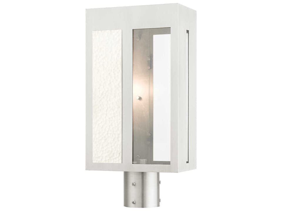 Lafayette 1-Light Outdoor Post Light in Brushed Nickel with Clear Glass