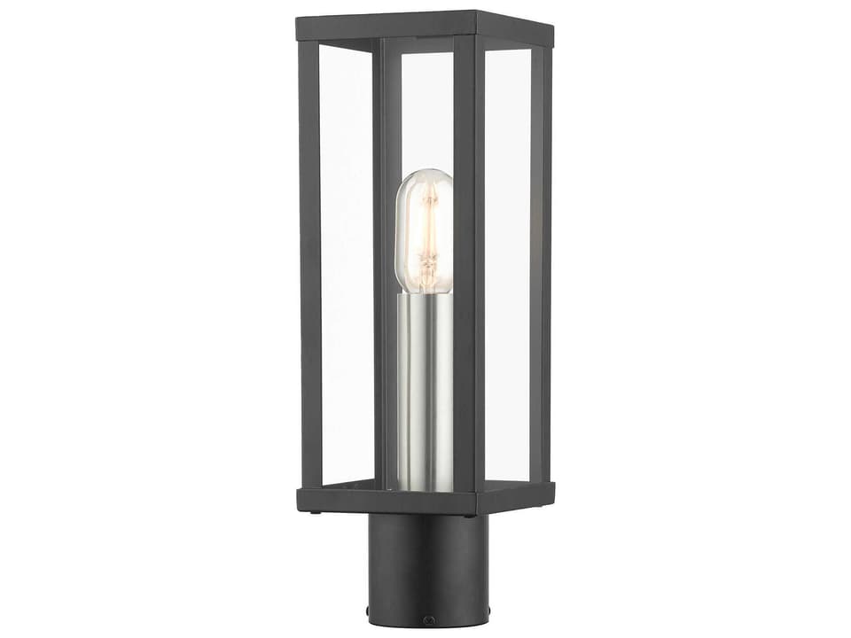 Gaffney 1-Light Outdoor Post Light in Black with Brushed Nickel Accents