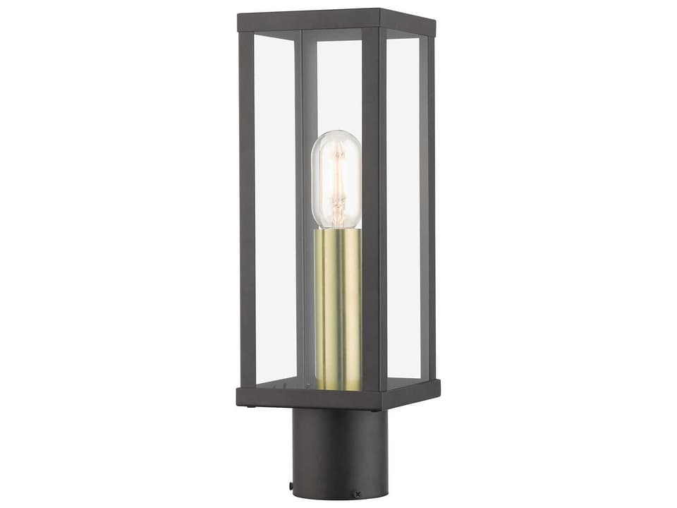 Gaffney 1-Light Outdoor Post Light in Bronze with Antique Gold Accents