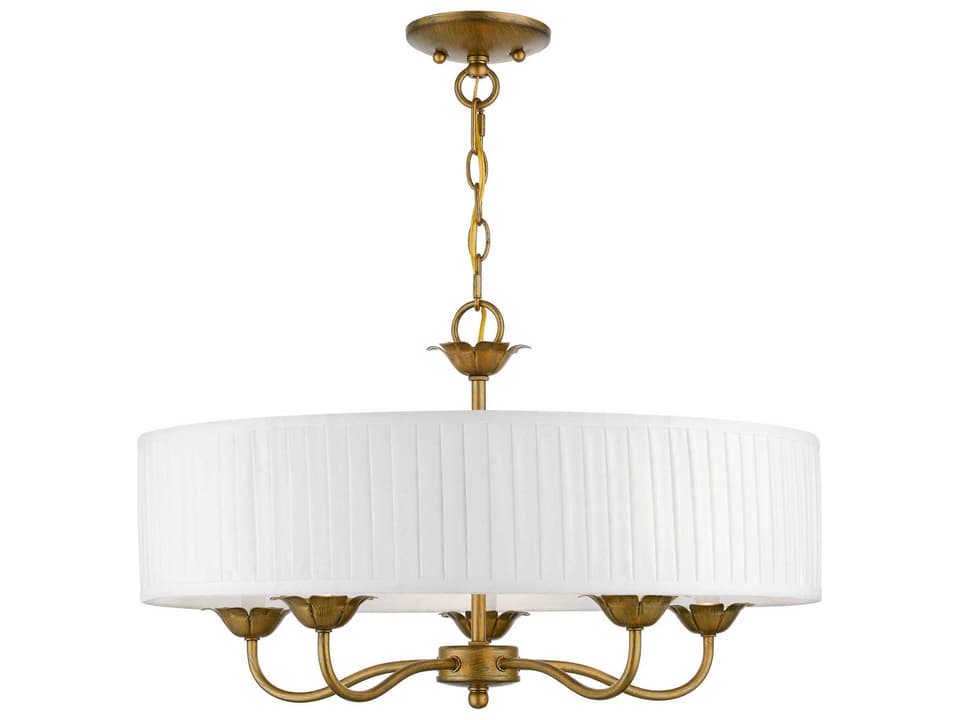5-Light Edinburgh Drum Chandelier in Antique Gold Leaf
