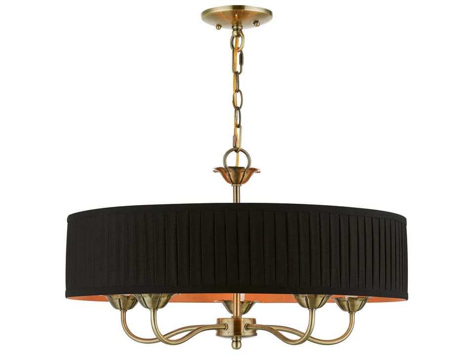 5-Light Harrington Drum Chandelier in Antique Brass