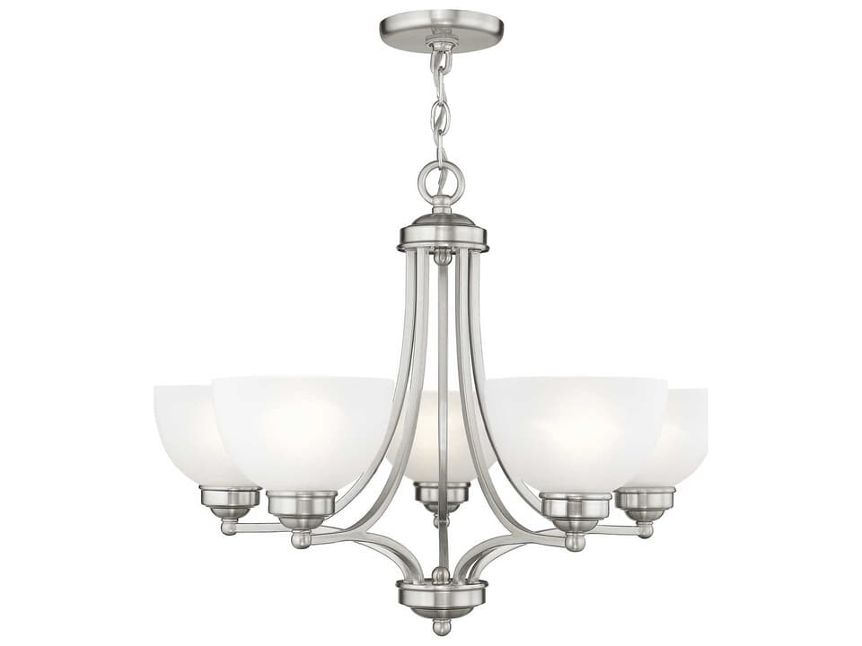 Somerset 5-Light Chandelier in Brushed Nickel with Satin Glass