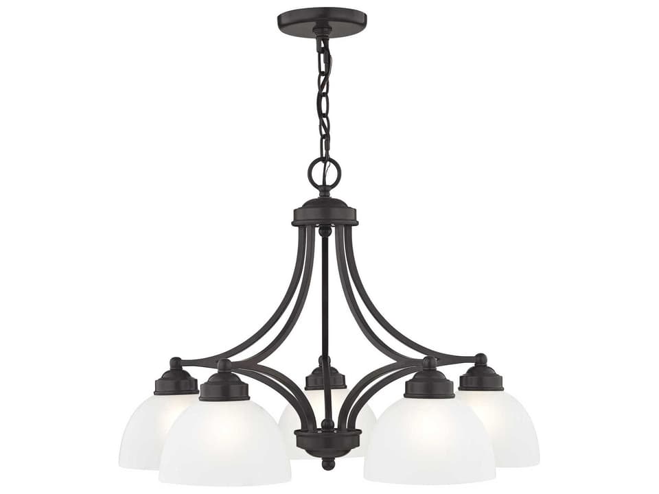 5-Light Somerset Chandelier in English Bronze with Satin Glass