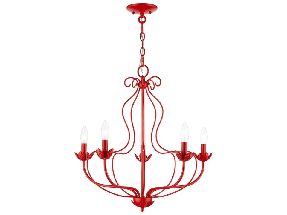 Katarina 5-Light Candelabra Chandelier in Shiny Red