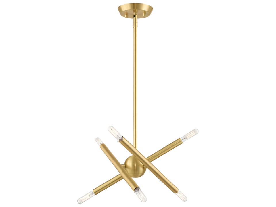 Soho 6-Light Satin Brass Chandelier Mid-Century Modern