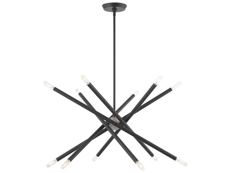 12-Light Soho Chandelier in Scandinavian Gray with Brushed Nickel Accents