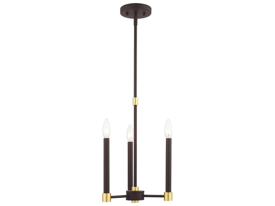 Karlstad 3-Light Contemporary Chandelier in Bronze with Satin Brass