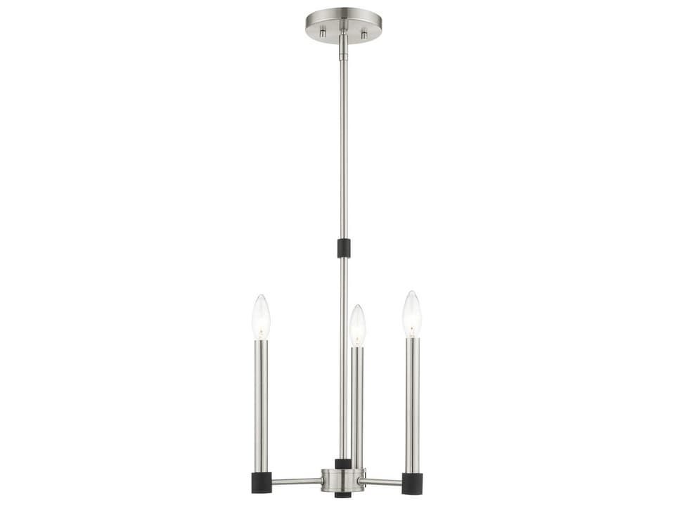 3-Light Karlstad Candelabra Chandelier in Brushed Nickel and Satin Brass
