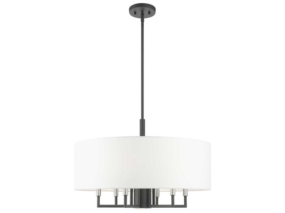 Meridian 7-Light Drum Chandelier in Scandinavian Gray with Brushed Nickel Accents