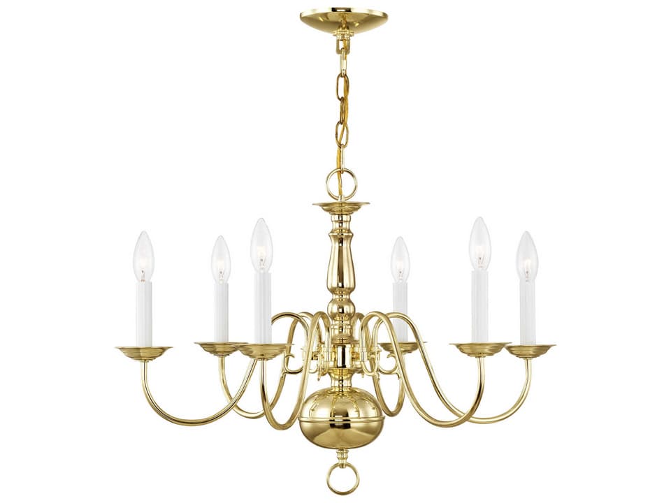 6-Light Williamsburgh Chandelier in Polished Brass