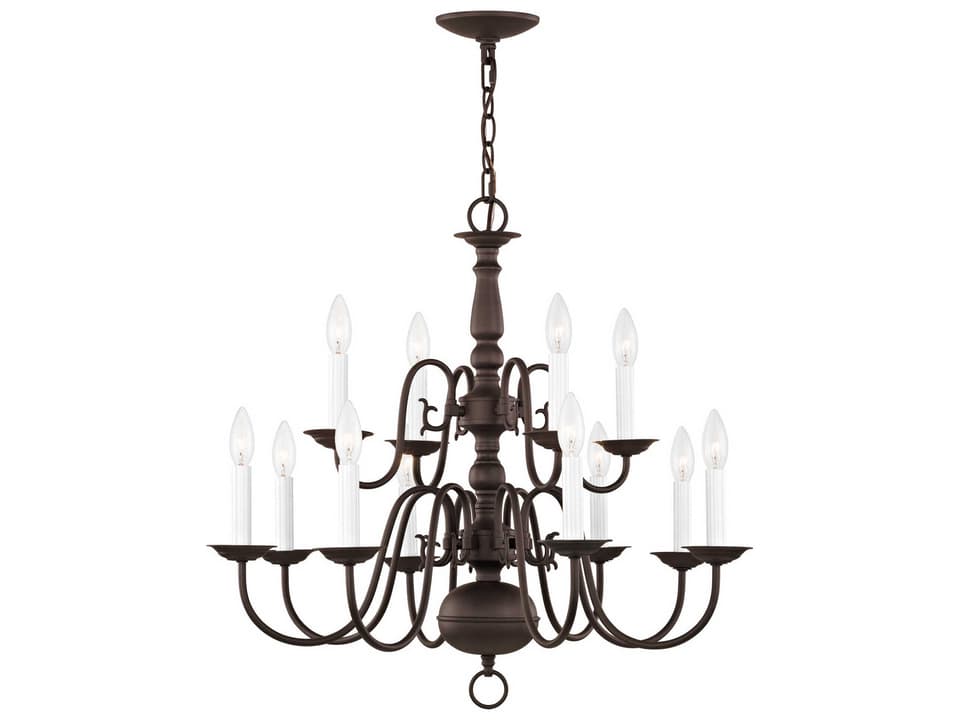 Williamsburgh 12-Light Candelabra Chandelier in Bronze