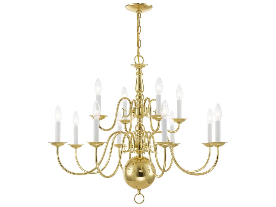 12-Light Williamsburgh Chandelier in Polished Brass