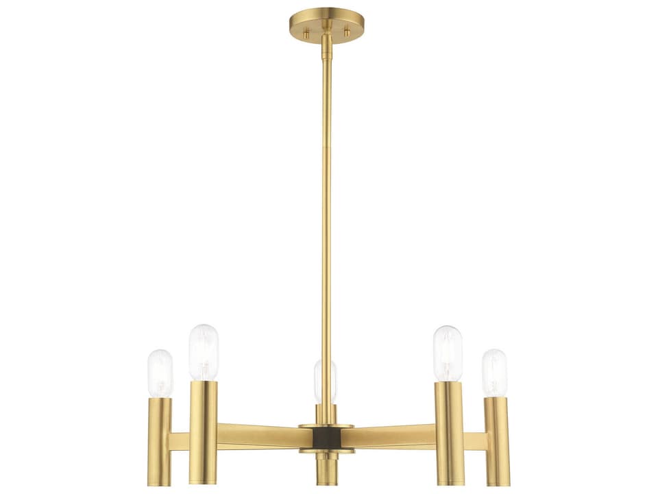 Copenhagen 5-Light Chandelier in Satin Brass with Bronze Accents