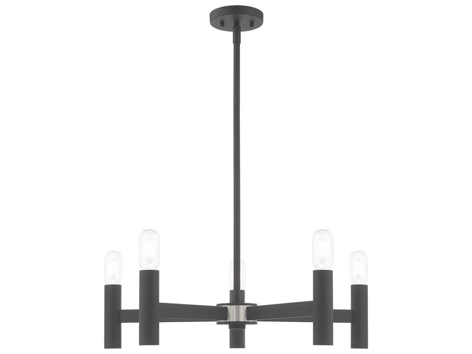Copenhagen 5-Light Scandinavian Gray Chandelier with Brushed Nickel Accent