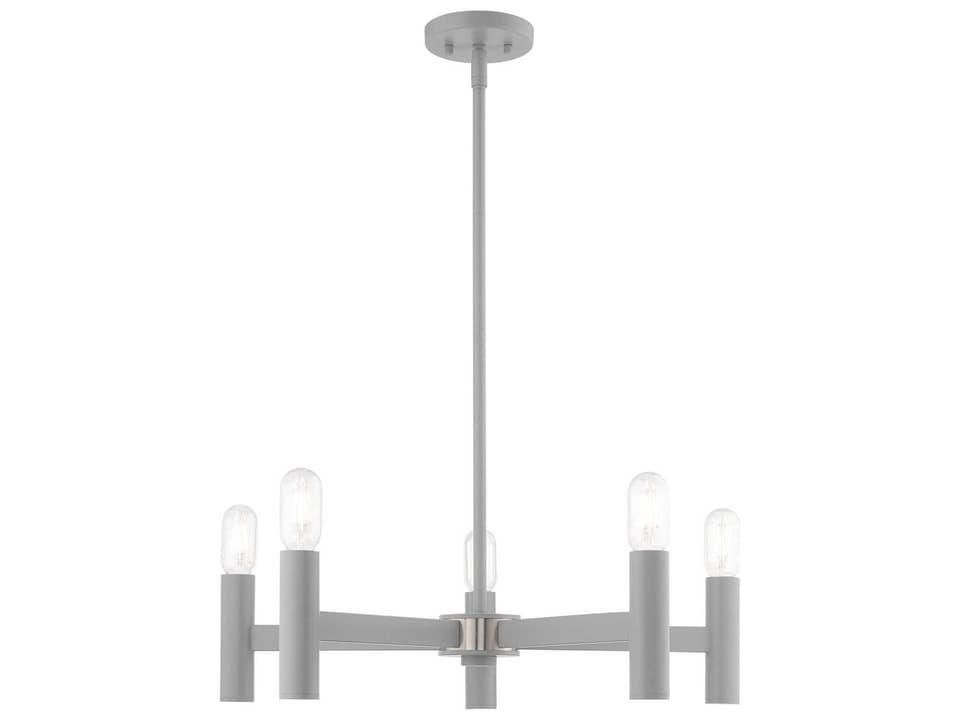 5-Light Copenhagen Chandelier in Nordic Gray with Brushed Nickels
