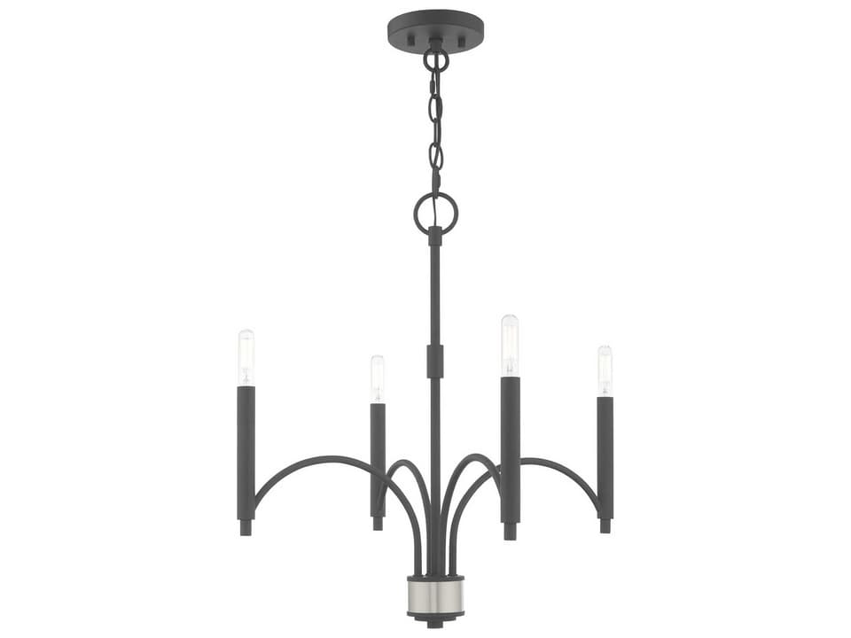 Wisteria 4-Light Scandinavian Gray Chandelier with Brushed Nickel
