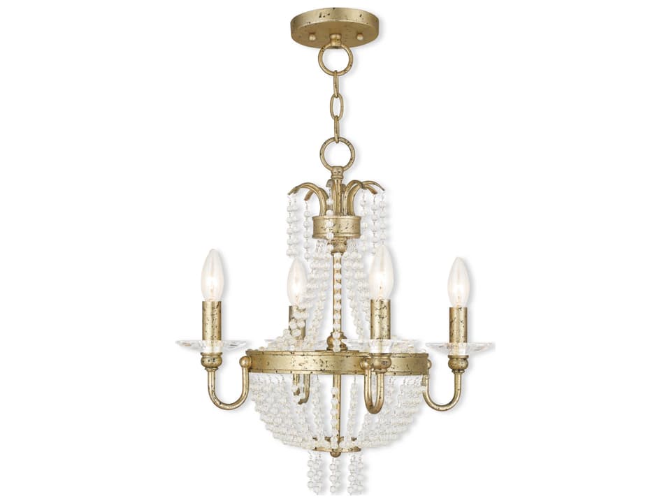 4-Light Valentina Crystal Candelabra Chandelier Hand Applied Winter Gold