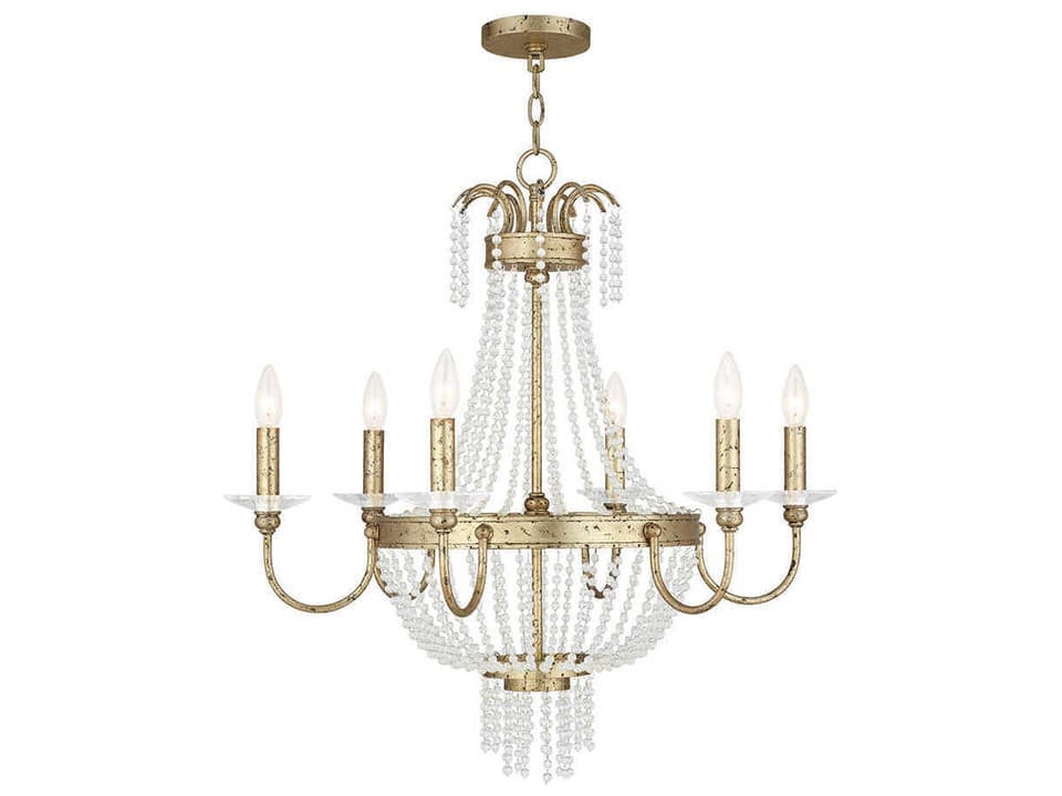 Valentina 6-Light Crystal Candelabra Chandelier in Hand Applied Winter Gold