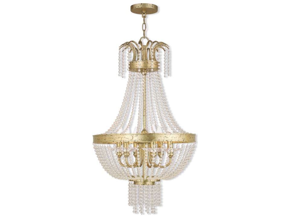 Valentina 6-Light Hand Applied Winter Gold Crystal Chandelier