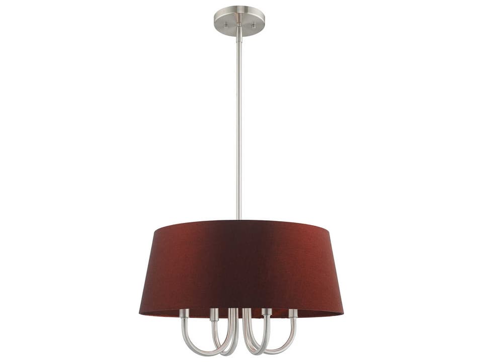 Belclaire 4-Light Chandelier in Brushed Nickel with Red Empire Shade