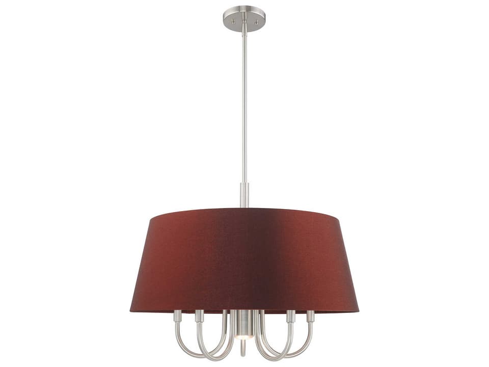 Belclaire 6-Light Empire Chandelier in Brushed Nickel with Red Shade