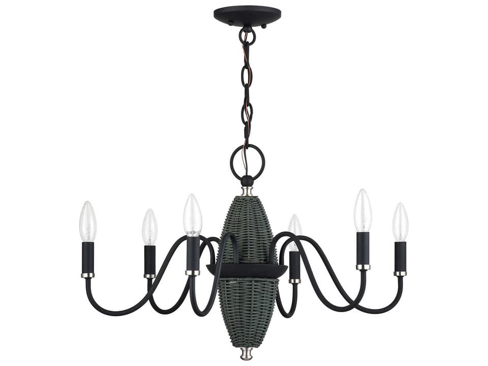 Laurelin 6-Light Black with Brushed Nickel Candelabra Drum Chandelier