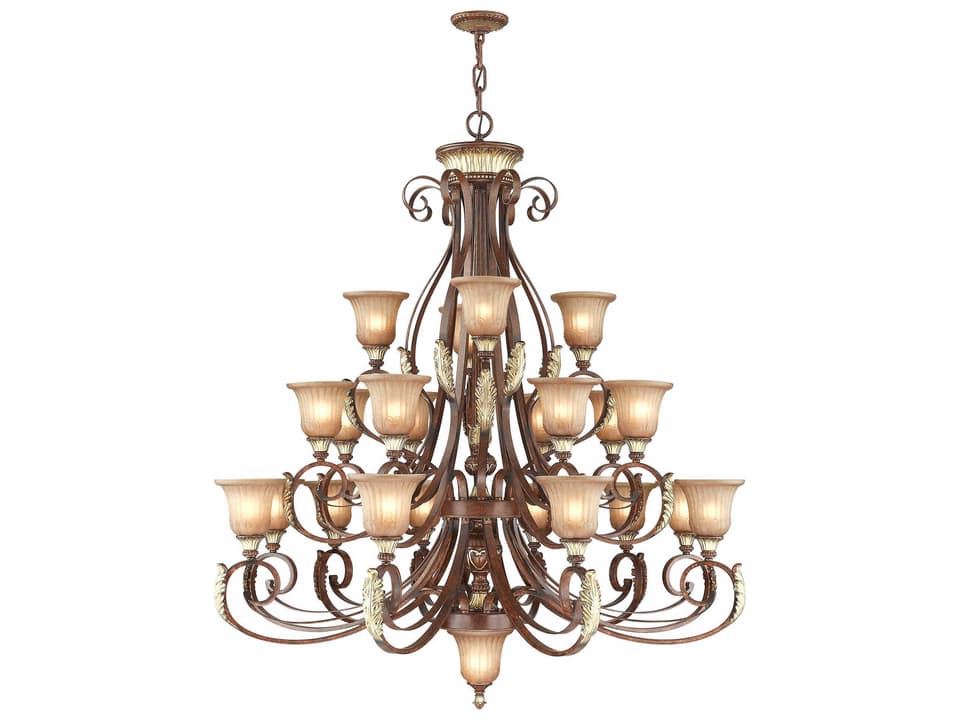 23-Light Villa Verona Chandelier in Verona Bronze with Aged Gold Leaf