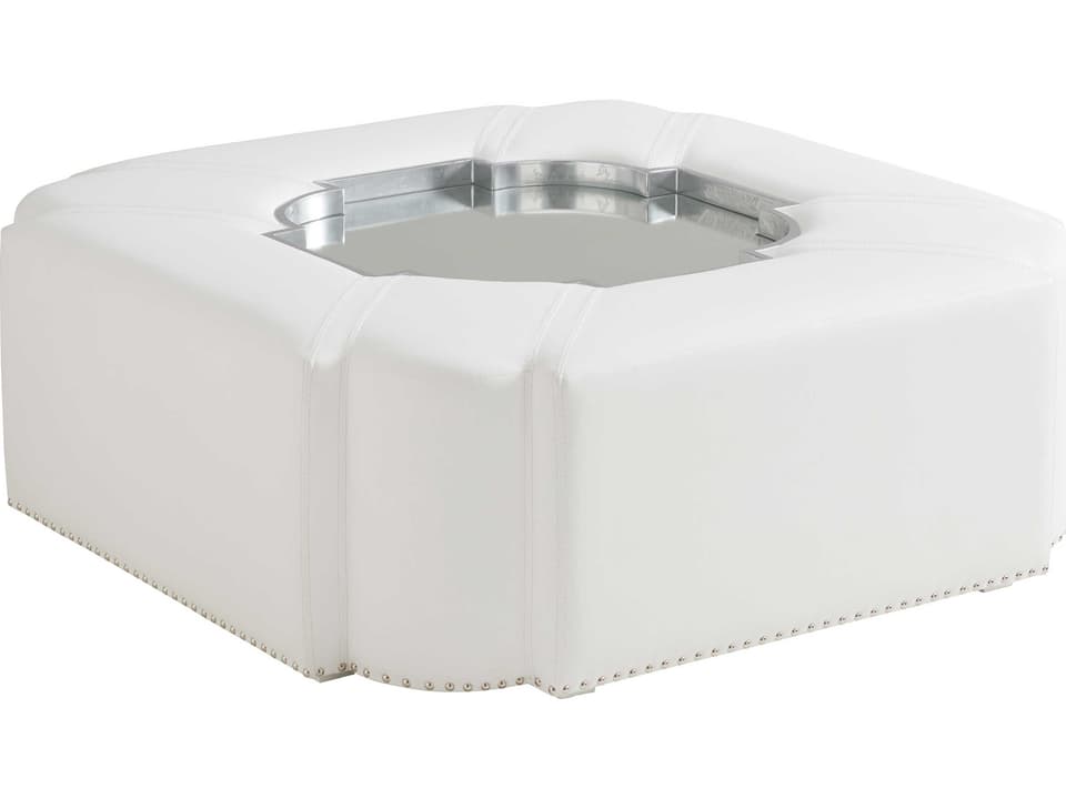 Avondale Clarendon Square Faux Leather Coffee Table in Winter White