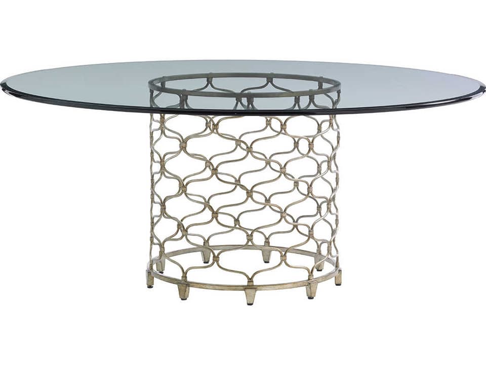Laurel Canyon 72-Inch Round Glass Dining Table in Silver Leaf