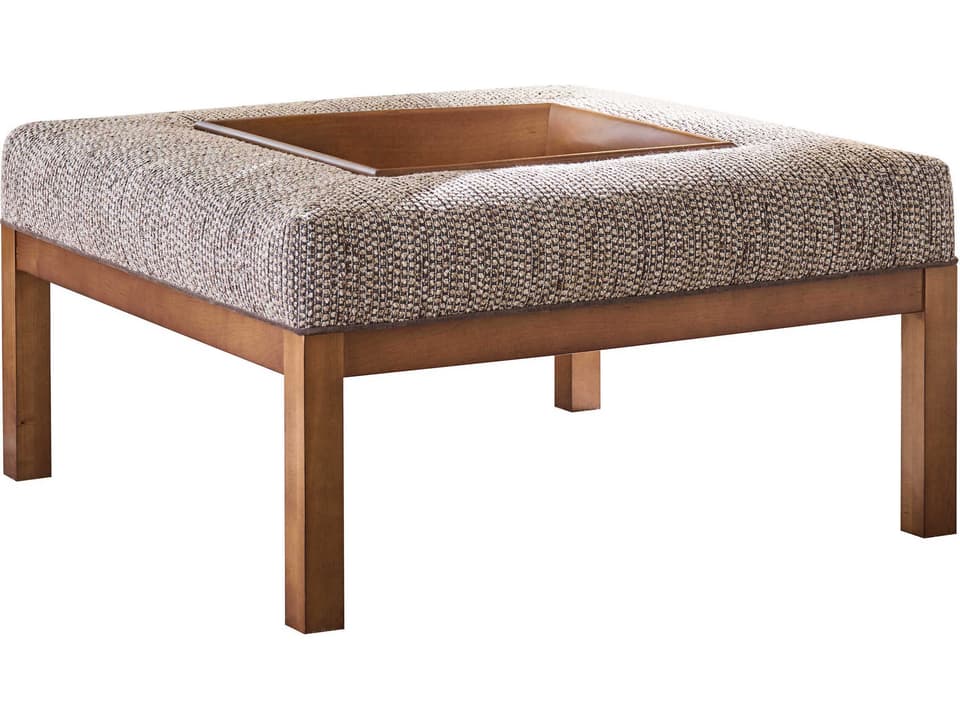 Crandon Park Upholstered Ottoman Masami Brown with Wood Legs