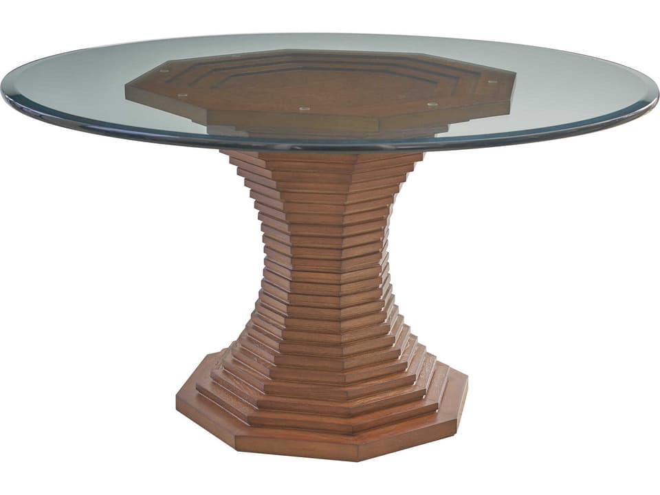 La Costa Cabrillo 54 Inch Round Glass Dining Table in Sierra Tan