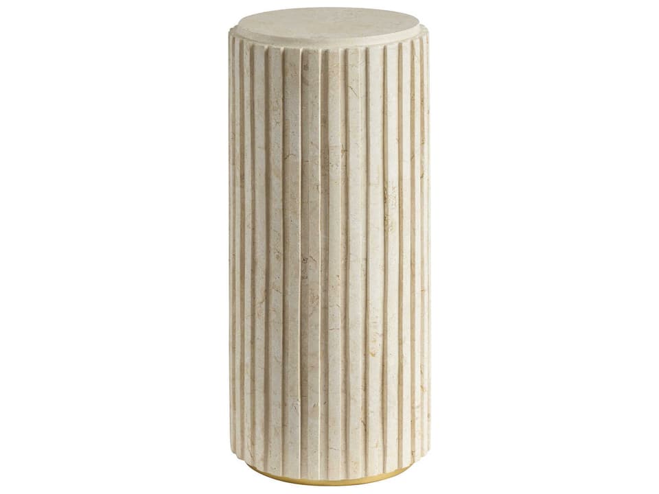 La Costa Culver Round End Table Fluted Limestone Design