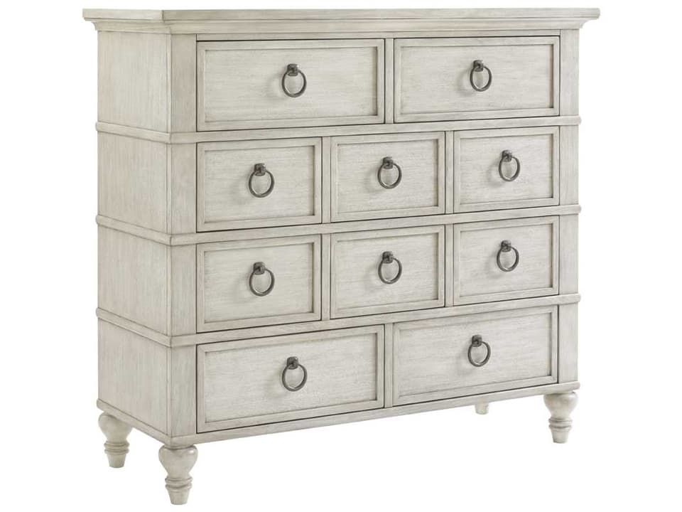 Oyster Bay Fall River 10-Drawer Chest in Distressed Antique White