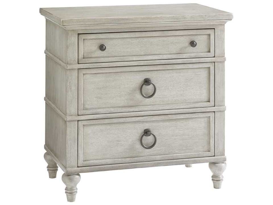 Oyster Bay Cedarhurst Nightstand with Three Drawers Distressed Oyster Finish