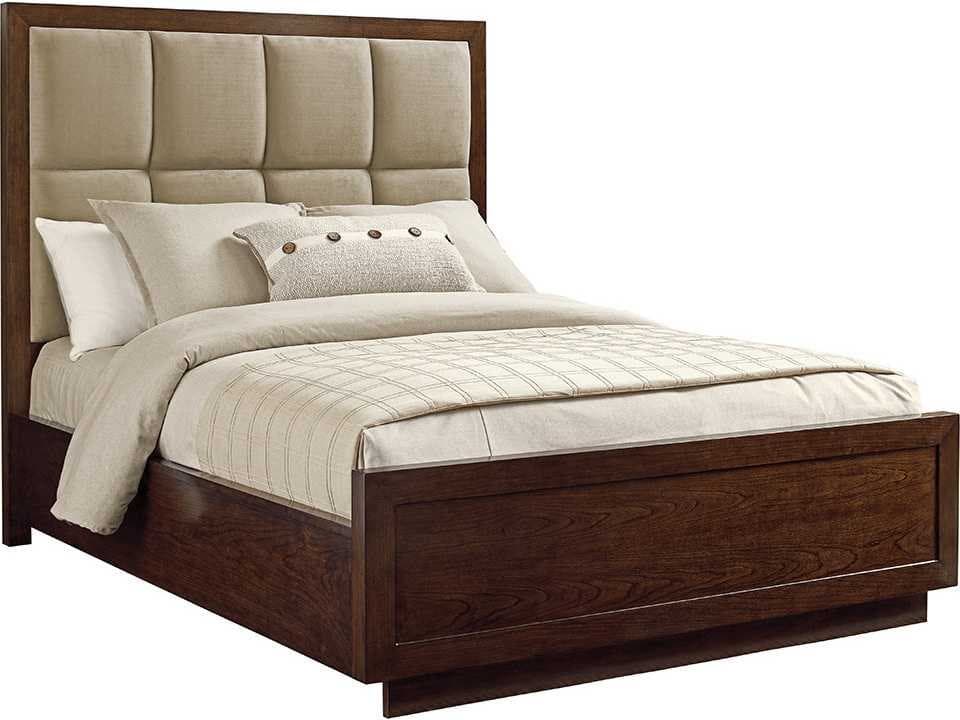 Laurel Canyon Casa del Mar Upholstered Queen Bed in Mocha with Suede Fabric