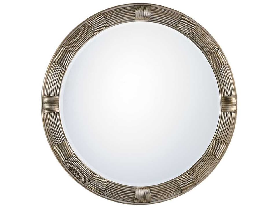 Laurel Canyon Beverly Round Mirror in Mocha and Silver Leaf