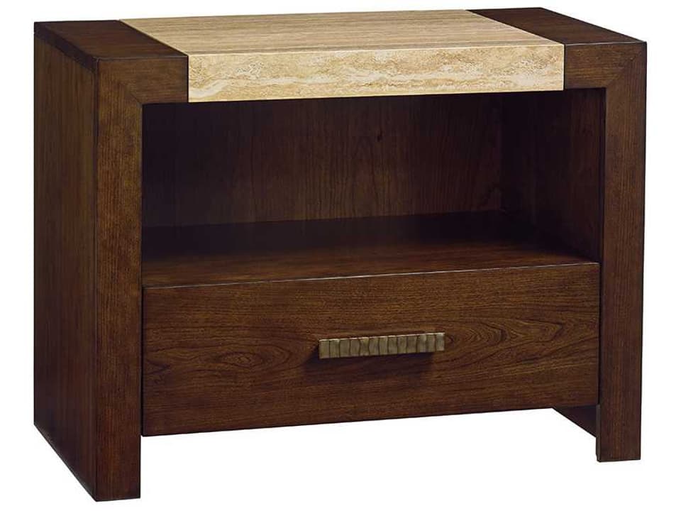 Laurel Canyon Graysby Nightstand in Mocha with Silver Travertine Top