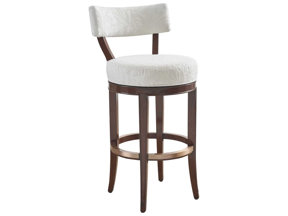 Rendezvous Giles Upholstered Swivel Bar Stool with Rose Gold Accents
