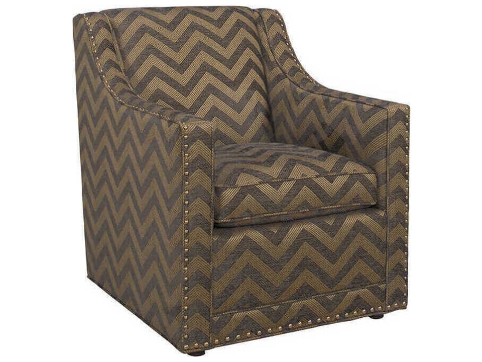 Barrier Swivel Fabric Accent Chair with Nailhead Trim