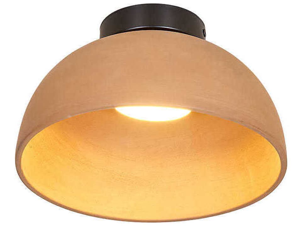 Absis 1-Light Black Dome Flush Mount in Black and Terracotta