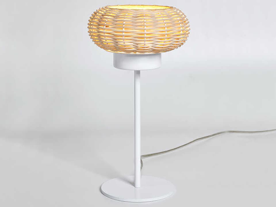 Niuet White Natural Wicker Table Lamp with GX53 LED