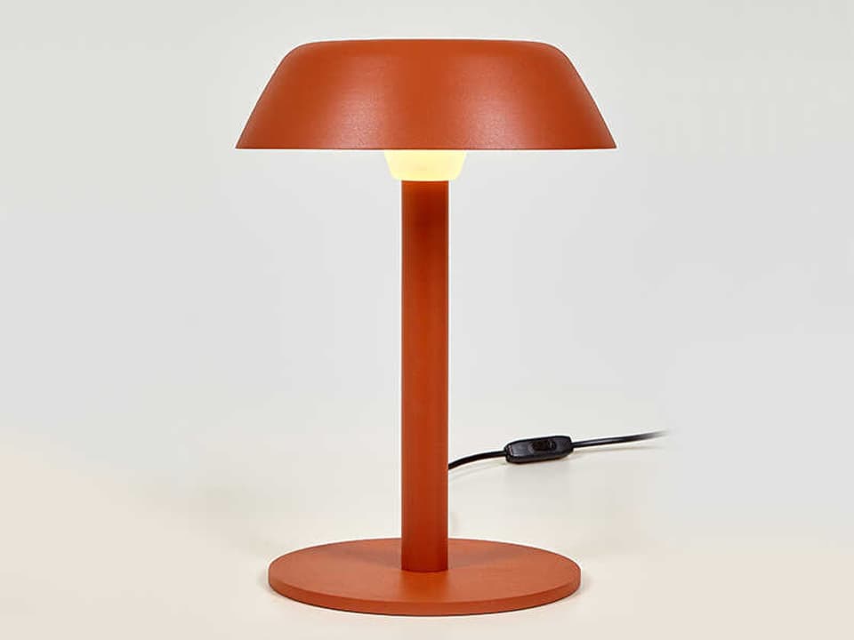 Sarria Small Table Lamp in Terracotta Red with Glass Shade