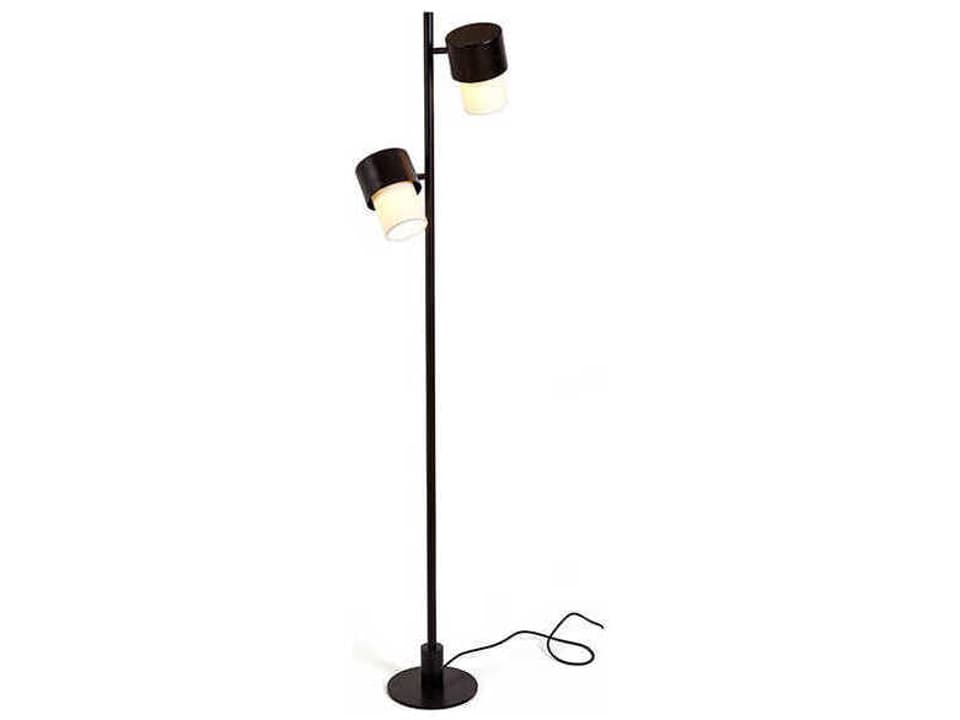Kan Black Textured Metal Floor Lamp with White Cotton Shade