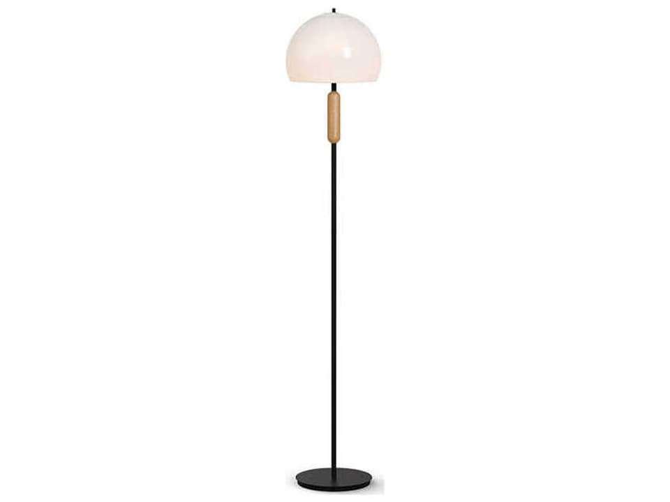 Mad Black Polycarbonate Floor Lamp with Beech Wood