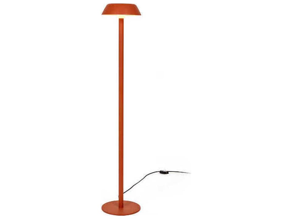 Sarria Modern Floor Lamp in Terracotta Red with Glass Shade